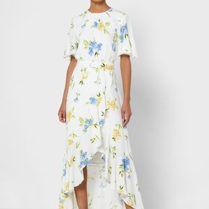 French Connection Emina Belted High Low Ruffle Hem Dress